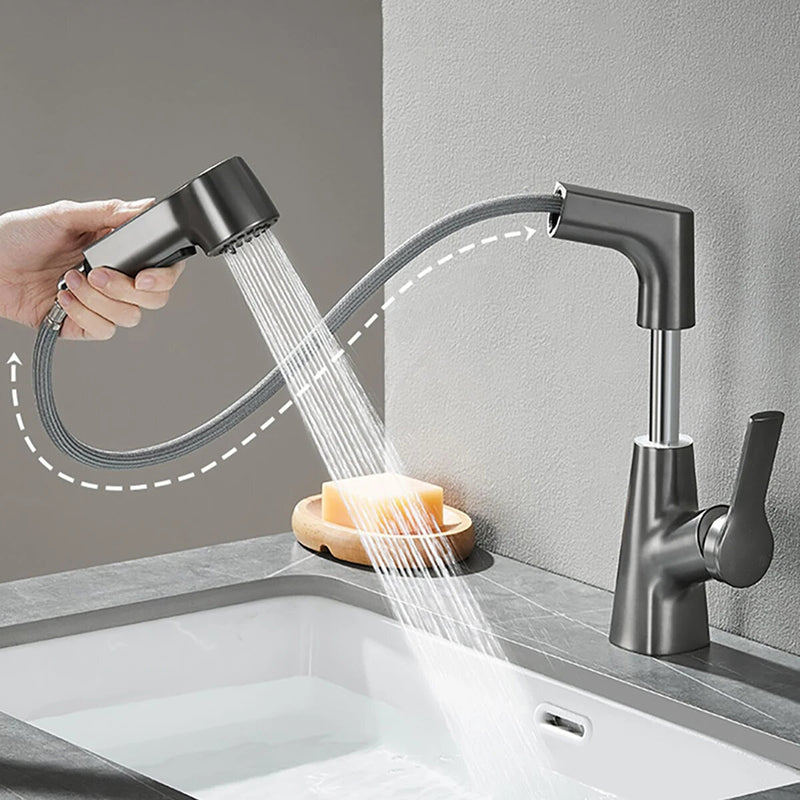 2 Water Mode Kitchen Faucet Pull Out Faucet Liftable Pull Out Sprayer for Bathroom Kitchen Sink Anti-splash Hot & Cold Dual Control