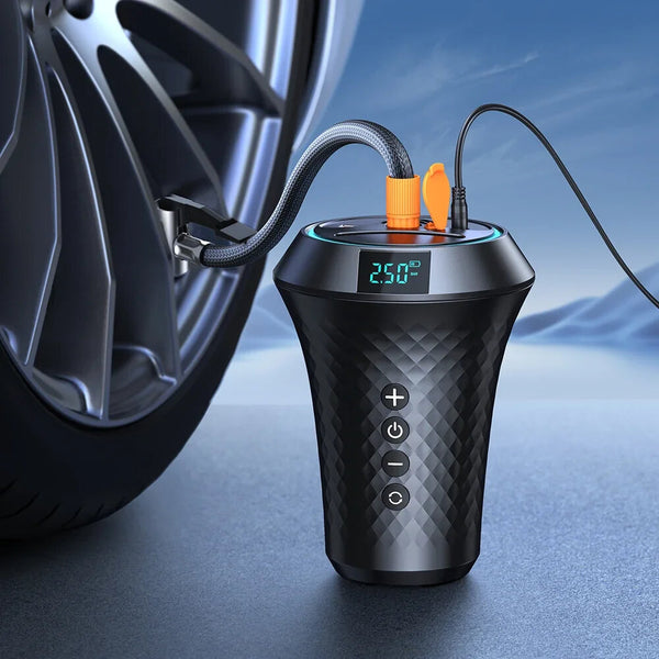 BUWEI 2 In 1 Portable Air Pump Cup Extender Car Charger Tire Inflator Air Compressor Car Inflator Pump Mobile Phone Fast Charging