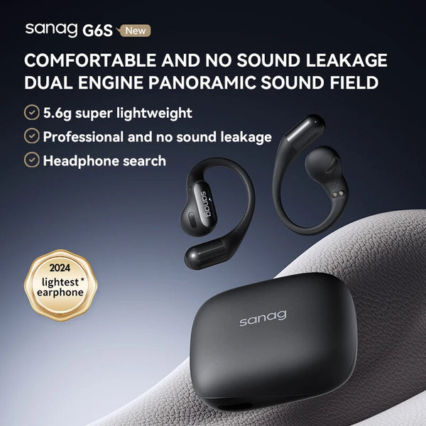 Sanag G6S OWS bluetooth Headset Wireless Earphone 360 Surround Sound HiFi Audio DT6.0 DN4.0 Noise Cancelling 48H Playback Sports Earhooks Headphones with Mic