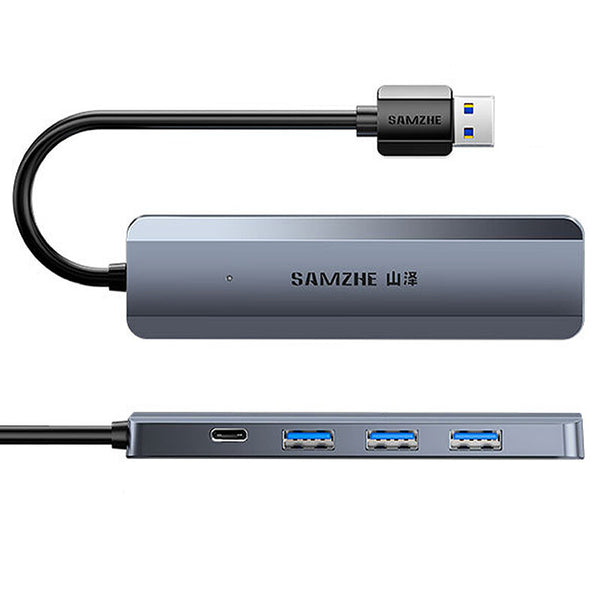 SAMZHE 5 in 1 USB3.0 Hub Docking Station USB Adapter with USB3.0*4 / PD USB-C for Phone PC Laptop Matebook