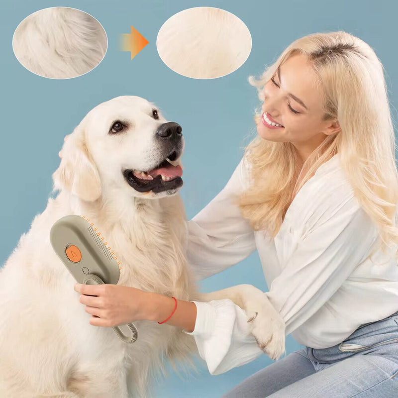 3-in-1 Electric Pet Deshedding Brush Water Dog Spray Comb Massage USB Charging Soft Silicone Teeth Pet Grooming Tool