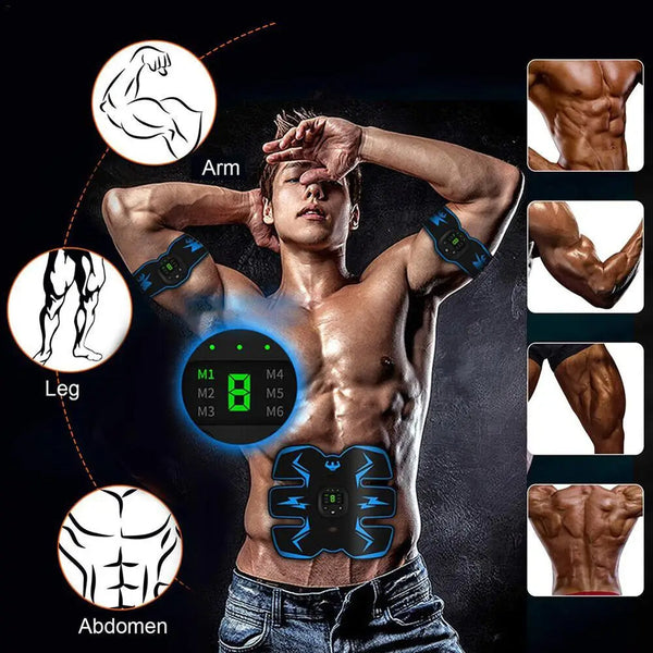 Abdominal Arm Muscle Training Stimulator Set EMS Electrical Body Shape Trainer with LCD Display Rechargeable Ab Belt Set