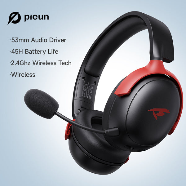 Picun G3 2.4GHz Wireless Headphones Gaming Headset Low Latency 53mm Drivers 3D Spatial Audio ENC Mic HD Calls bluetooth Headphones for Gamer PC PS5