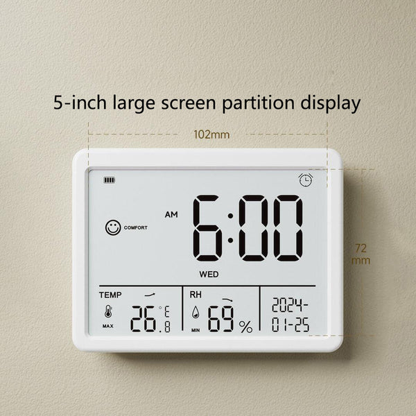 Xiaomi Dingling TH7 Multifunctional Temperature and Humidity Meter with Large LCD Screen Alarm Clock Calendar Feature Measures -20 to 70 & 10% to 99%RH Power Efficient Design Perfect for Home and Office Environment Monitoring