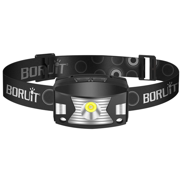 BORUiT G7 LED Motion Sensor Mini Headlamp Type-C Rechargeable Headlight Red Warning Light Head Torch Waterproof Camping Lantern