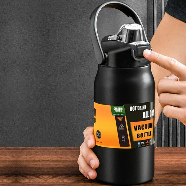 1500ml Large Capacity Portable Thermos Bottle with Straw, 304 Stainless Steel, Thermal Mug, Cup, Coffee Cup, Sports Flasks, Cold and Hot Water Bottle