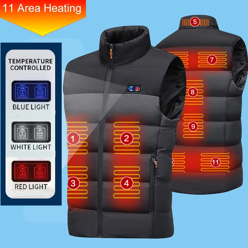 TENGOO HV-11 Unisex 11Heating Area Vest 3-Gears Heated Jackets USB Electric Thermal Clothing Winter Warm Vest Outdoor Heat Coat Clothing