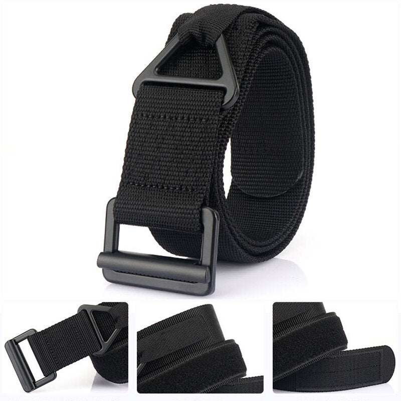 TUSHI 125cm Men's Tactical Nylon Belt Adjustable Wear-resistant Lightweight Waist Belt Buckle Canvas Belt Casual Sports Belts