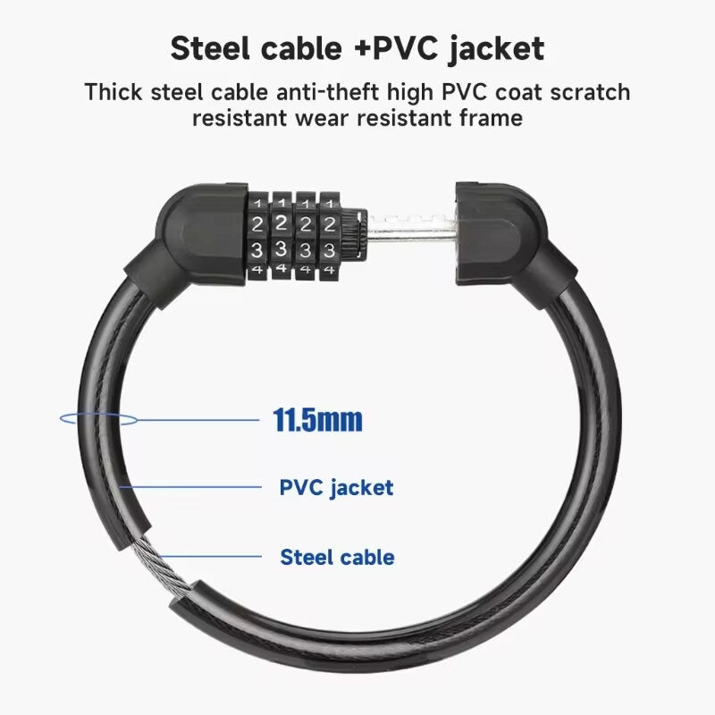 BENGGUO Bike Cable Lock 4-Digit Combination Password High Security Waterproof Bicycle Chain Lock for Cycles Mountain Bike