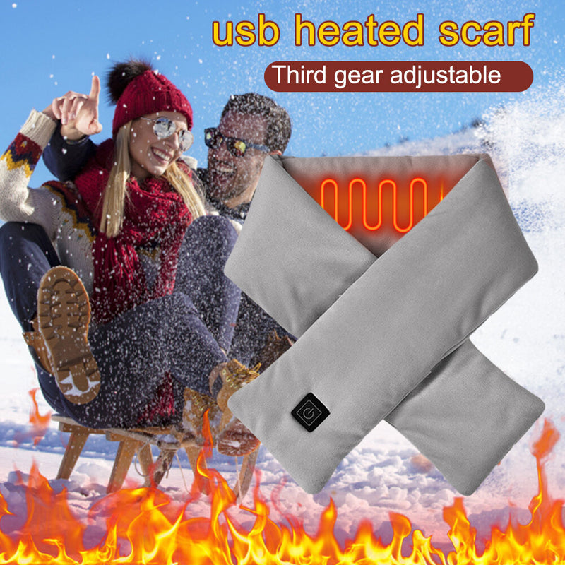 TENGOO Warm Heated Scarf 3 Gears Adjustable USB Charging Electric Heated Scarf Cold-Proof Thermal Neck Wrap Warmer Washable for Outdoor Cycling Climbing Hiking