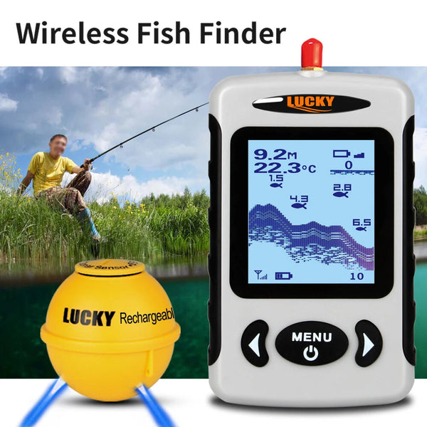 LUCKY FFW718LA Fish Finder 125KHz Portable Alarm Fishfinder 150M Wireless Received Depth Sounder for Lake Sea Ice Fishing