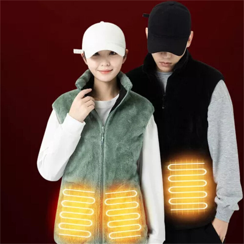 TENGOO HV09A Heated Vest 9 Heating Areas USB Charging 3 Gear Temperature Control Coral fleece Windproof Outdoor Winter Warm Clothing