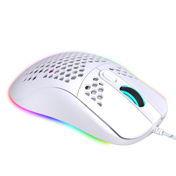 HXSJ X600 Hollow Wired Gaming Mouse RGB 8000DPI Ajustable Mice with 6 Programmable Macro Keys E-Sports Gamer Mouse