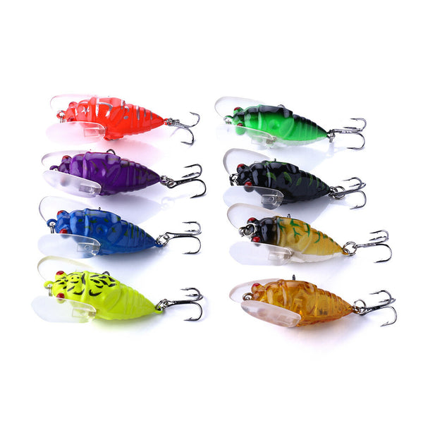 ZANLURE 8PCS Perch Insect Fishing Lures 6.4g 4cm Treble Barb Hooks Artificial Bait for Fishing