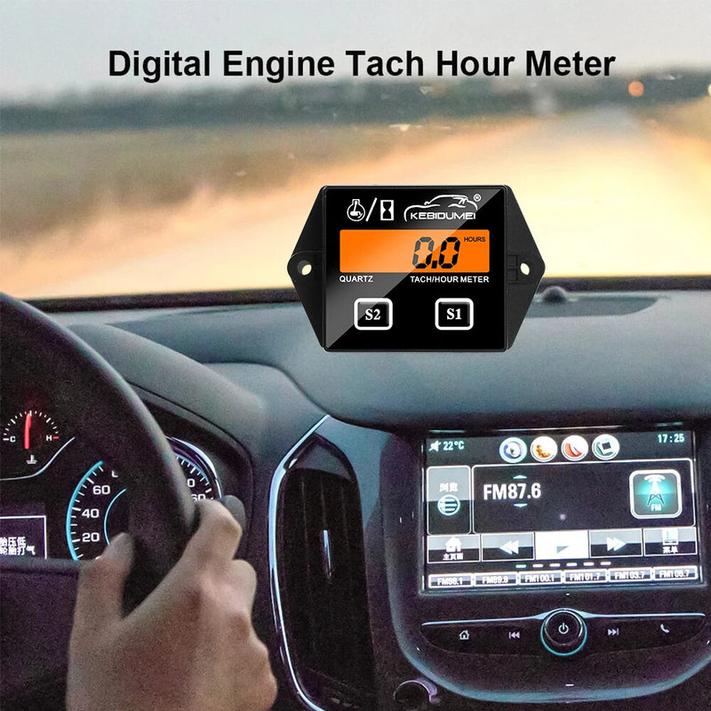 Digital Tachometer Engine Tach Hour Meter Tachometer Gauge Engine RPM LCD Display For Car Motorcycle Stroke Engine Boat ATV Motocycle