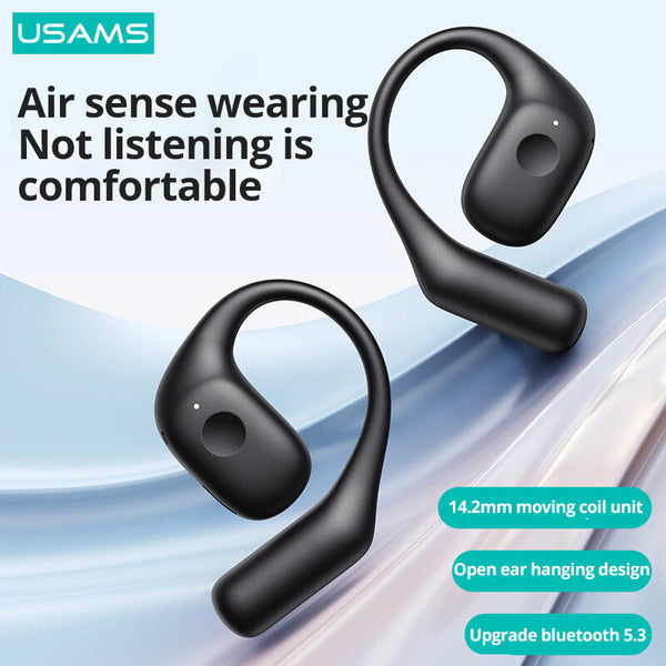 USAMS UG26 OWS Headset Wireless bluetooth Earphone Transparent Capsule Shell 3D Stereo Surround 21H Playback Open-ear Sports Headphones with Mic