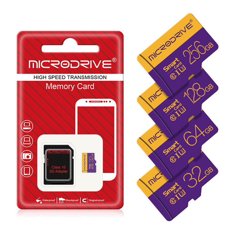 Microdrive Class 10 TF Memory Card 128G 64G 32G U3 High Speed Smart Card Video Card Memory Card for Mobile Phone Tablet Camera Monitor