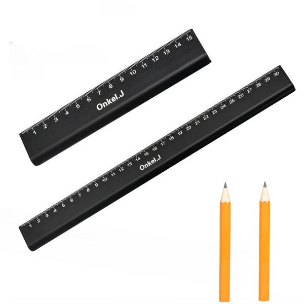 15cm/30cm Woodworking Black Marking Ruler Aluminum Alloy Water Droplet Ruler Drawing and Drawing with A Ruler Measurement Tools