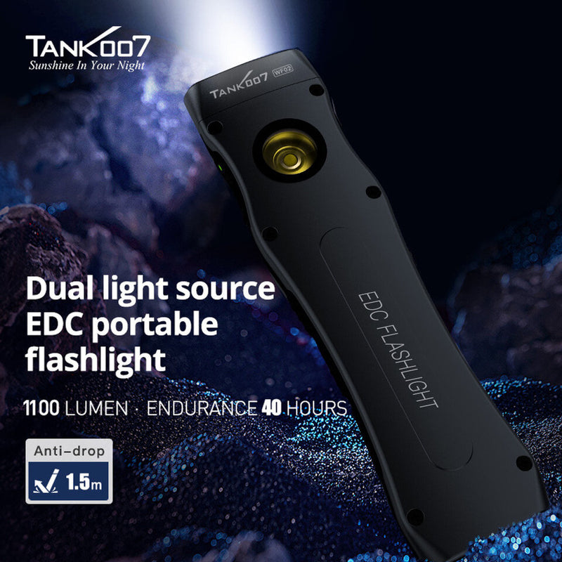 TANK007 Slim Dual Color Strong Light LED Flashlight Rechargeable Rechargeable Mini Portable Pocket Flashlight WF02