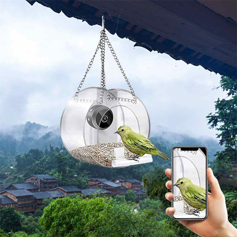 ZANLURE Smart Identify Bird Feeder Camera 1080P HD Video Recording Outdoor Hanging Real-time Monitoring Bird Feeder WiFi Connection Pet Feeding Cage