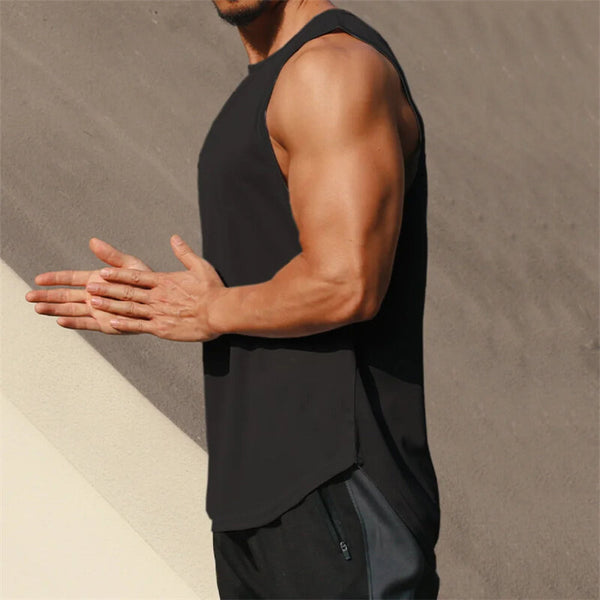 TENGOO Men's Quick-drying Sports Vest Breathable Elastic Sleeveless Fitness Tank Top for Outdoor Basketball Running Training