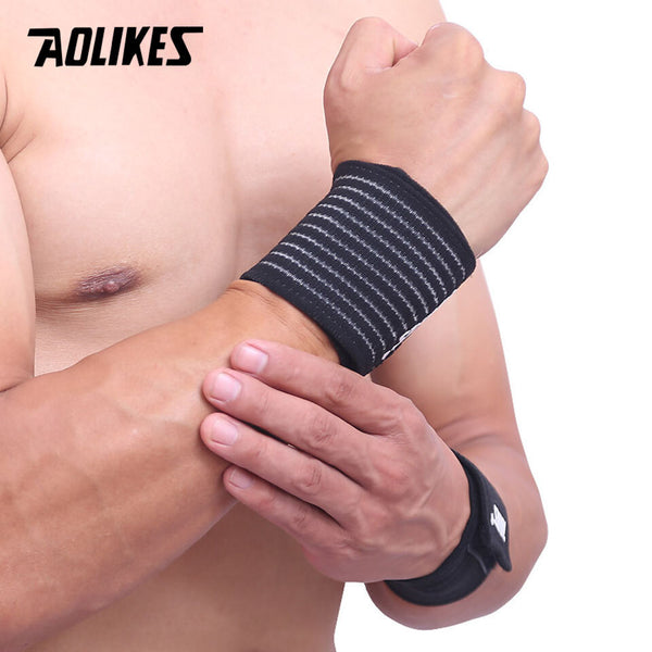 AOLIKES 1PCS Cotton Elastic Bandage Wrist Band Anti-slip Breathable Hand Protection for Weightlifting Ball Games Sports