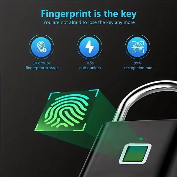 Smart Fingerprint Padlock 20 Fingerprints USB Rechargeable Door Lock Biometric Fingerprint Door Lock Zinc Alloy Smart Life Unlock