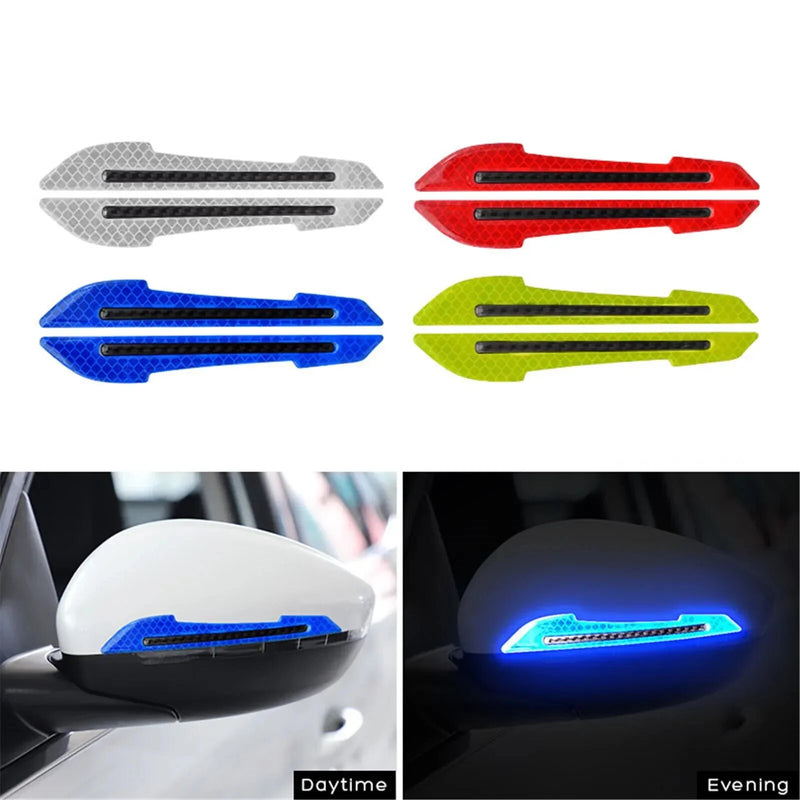 2pcs 3D Car Bumper Reflective Strips Car Rearview Mirror Stickers Safety Reflective Stickers Reflective Warning Stickers