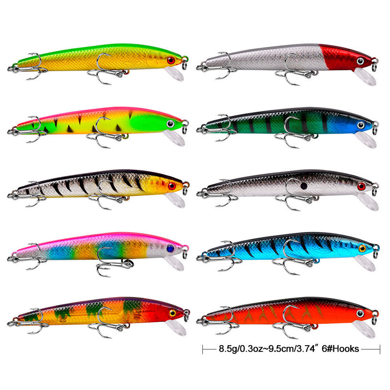 ZANLURE 10 Pcs 95mm 8.5g Fishing Lure Set Mini Fishing Hard Bait Minnow Floating Swing Crankbait Crazy Wobblers Crank Lures