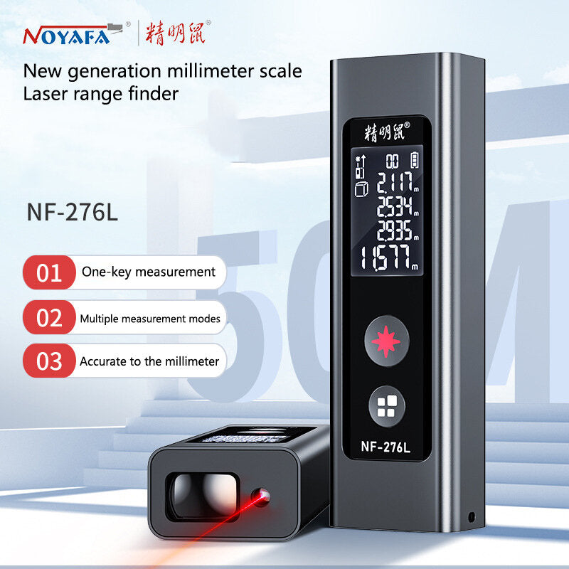 NOYAFA NF-276L Handheld Laser Distance Meter 50m Range 1.5mm Accuracy Real-Time Measurement Multiple Modes VA Display Portable Design