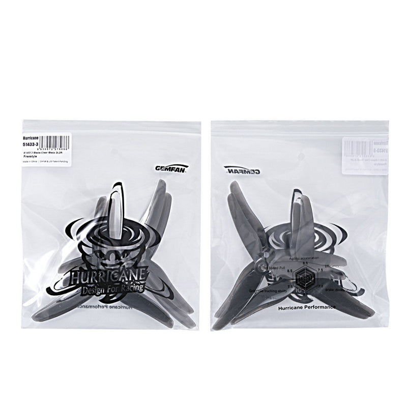 2 Pairs / 10 Pairs Gemfan Hurricane 51433 5.1x4.3 5143 5.1 Inch 3-Blade Freestyle Propeller M5 Hole for RC Drone FPV Racing