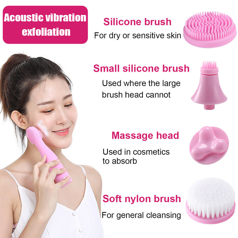 Bakeey 4-in-1 Electric Facial Wash Brush: Waterproof Silicone Facial Cleanser for a Deep Clean - Brush Cleaner