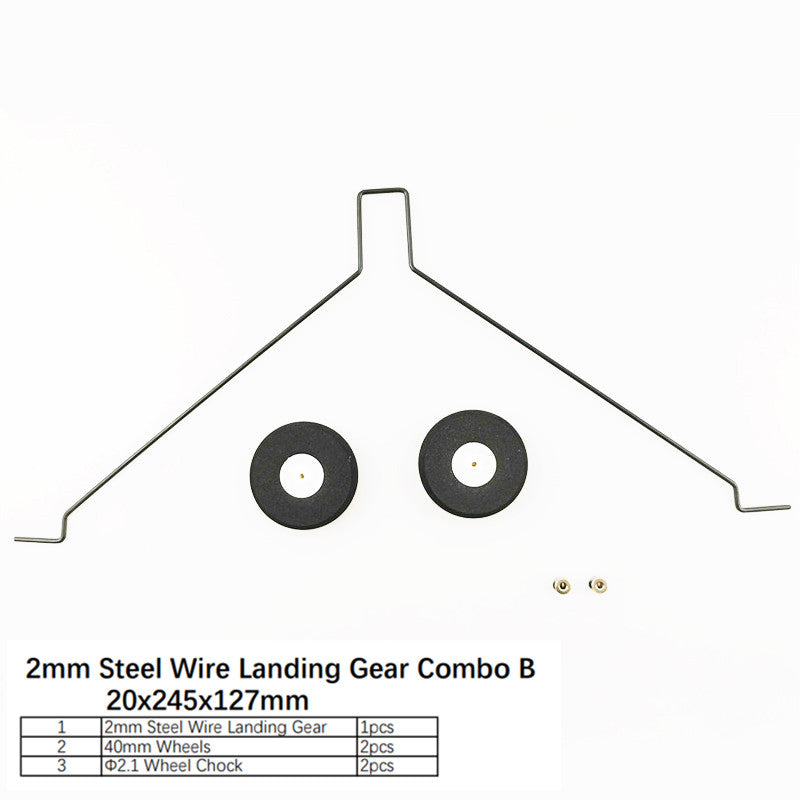 A Set Landing Gear with Wheels Steel Rod for KT Board RC Airplane