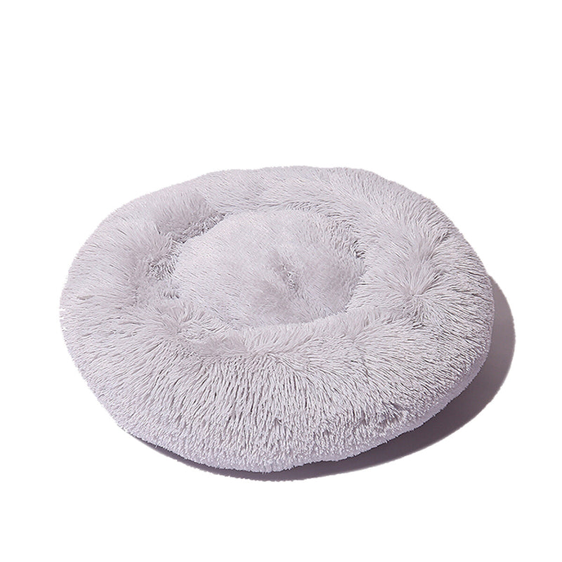 50cm Plush Fluffy Soft Pet Bed for Cats Dogs Circular Design Calming Bed