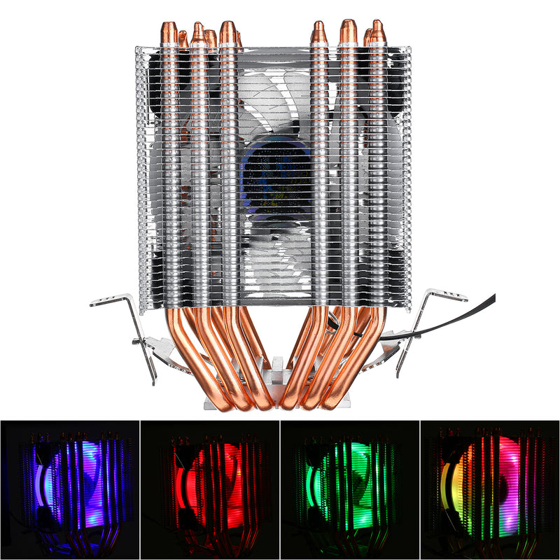 LED RGB CPU Cooler 6 Heatpipes 4Pin Cooling Fan for Intel 1155/1151/1150/775 AMD