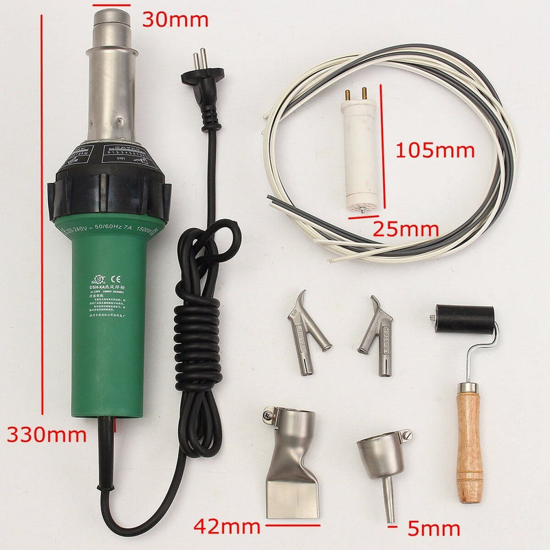 1600W Plastic Welding Hot Air Gun with 2Pcs Speed Welding Nozzle and Extra HE Rod Welding