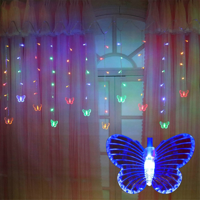 96 LED Butterfly Curtain Lights 8 Modes Fairy Lights String with Remote IP44 Waterproof USB Plug in Twinkle Light for Wedding Party Bedroom Indoor Outdoor Christmas Garden Decorations