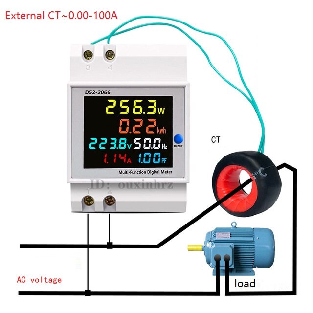 AC40V~450V 100A Digital Single Phase Energy Meter Tester Electricity Usage Monitor Power Voltmeter Ammeter