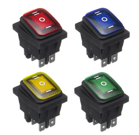 12V 16A 6Pin Waterproof Rocker Switch With Lamp Light Momentary