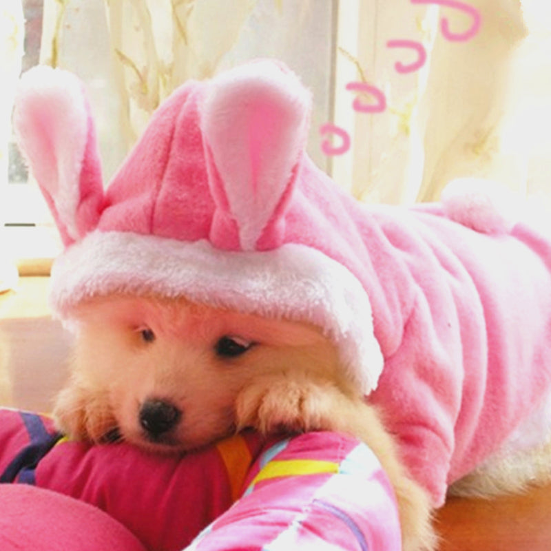 Christmas Pet Clothes Fashion Cute Rabbit Plush Dog Apparel Pet Hoodie Costume Winter Clothing