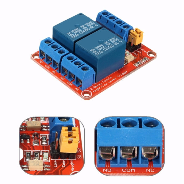 12V 2 Channel Relay Module With Optocoupler Support High Low Level Trigger