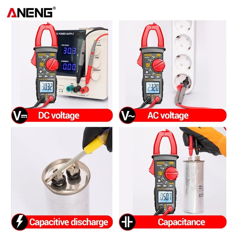 ANENG PN200 Digital Clamp Meter DC/AC 600A Current 4000 Counts Multimeter Ammeter Voltage Tester Car Hz Capacitance NCV Ohm Test