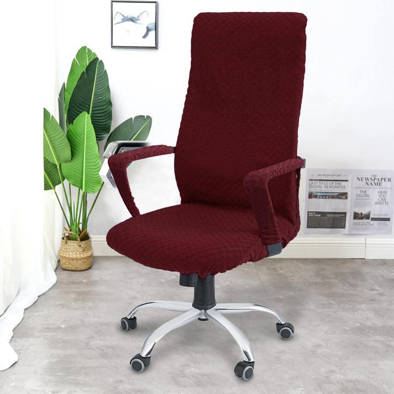 CAVEEN Elastic Office Chair Cover Universal Fabric Computer Rotating Chair Zipper Protector Stretch Armchair Seat Slipcover Home Office Furniture Decoration