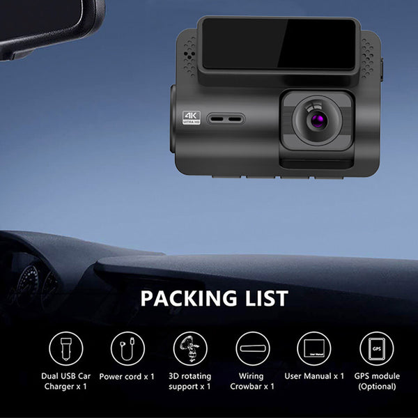 M700 2Lens Dash Camera Car DVR Cameras Mini Hidden Video Recorder Front and Rear View Vehicle Recording 4K WIFI