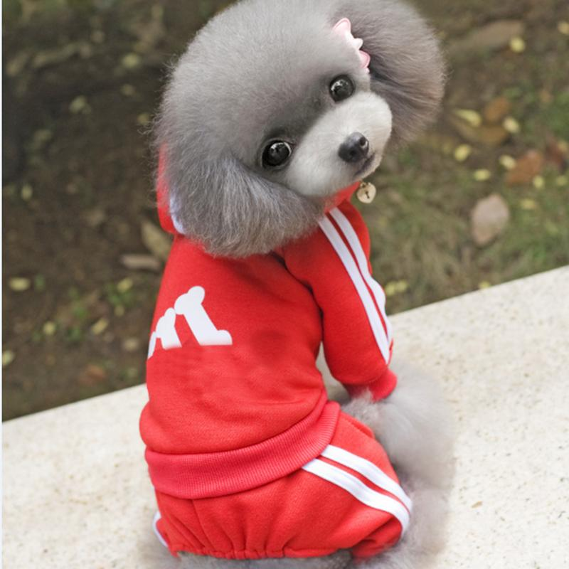 Winter Warm Pet Dog Clothes Four-Legs Hoodie Small Dogs Sport Style Cotton Coats