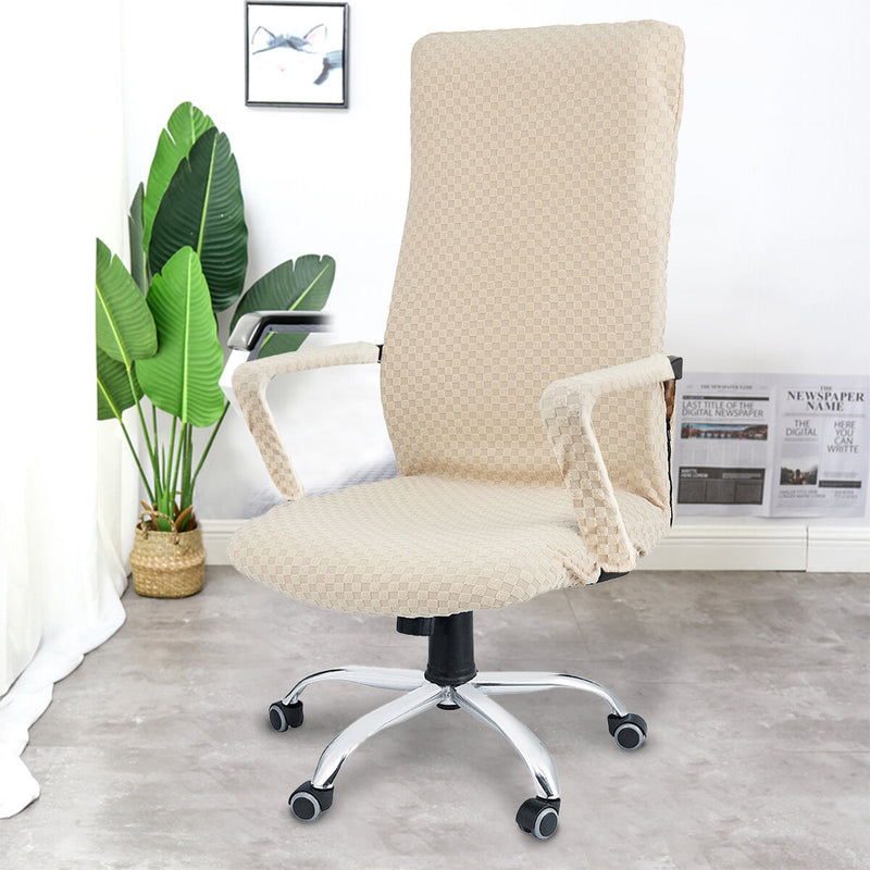 CAVEEN Elastic Office Chair Cover Universal Fabric Computer Rotating Chair Zipper Protector Stretch Armchair Seat Slipcover Home Office Furniture Decoration