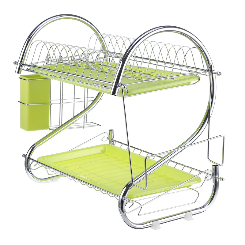 Bakeey Organizer Holder Stainless Steel Cutlery Dish Cup Kitchen Organizer Drying Rack Holder Dryer 2 Tiers Drainer Tray