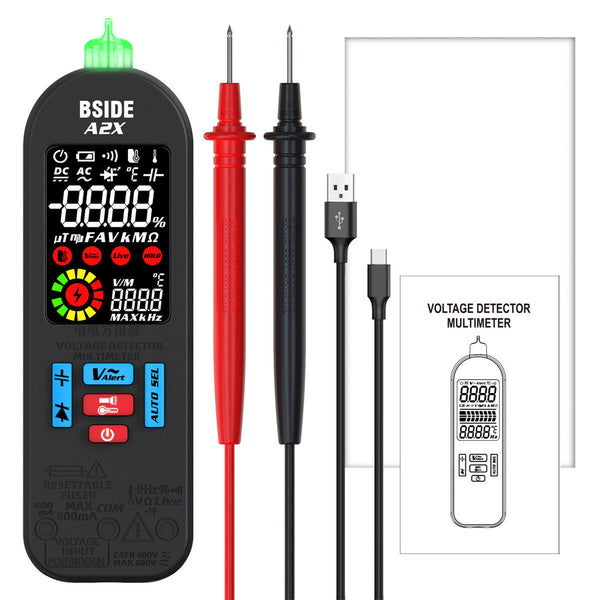 BSIDE Advanced Auto-Detect Electric Pen Multimeter with LCD Display Automatic Range Overload Protection Lightweight Design Perfect for Voltage and Resistance Measurement