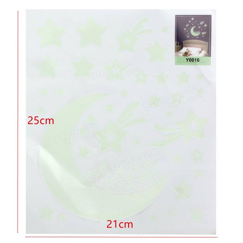 Glow in Dark Moon Star Luminous Stickers Removable Wall Sticker Vinyl Decal Mural Kids Room Decor