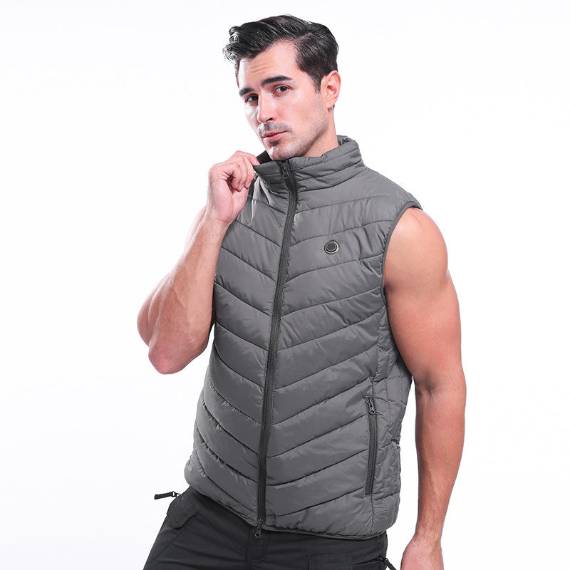 25-45C Electric Waistcoat Heated Cloth Jacket USB Thermal Warm Heated Coats Pad Body Warmer Gray